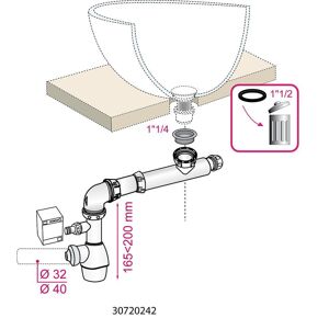 Bonde de douche SLIM+ extraplate H40 avec dôme ABS chromé