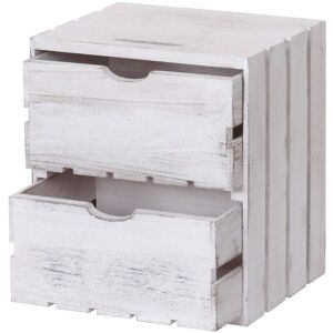 Petit meuble de rangement table de chevet en bois style vintage 2 tiroirs 36x32x26cm blanc 04_0002484 - Publicité Petit meuble de rangement table de chevet en bois style vintage 2 tiroirs 36x32x26cm blanc 04_0002484 - Publicité