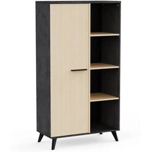 Buffet Haut H 153,9 Cm - Kent - Chêne De Fil / Sidewalk - 1 Porte - 4 Niches - Demeyere - Publicité Buffet Haut H 153,9 Cm - Kent - Chêne De Fil / Sidewalk - 1 Porte - 4 Niches - Demeyere - Publicité