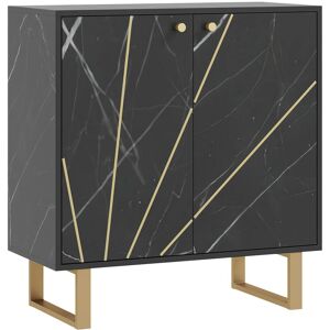 Homcom Buffet design - 2 portes, étagère - métal doré aspect marbre noir - Publicité Homcom Buffet design - 2 portes, étagère - métal doré aspect marbre noir - Publicité