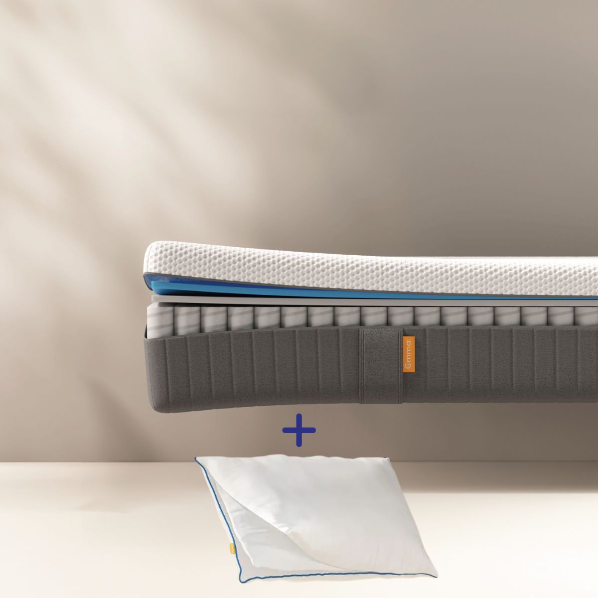 EMMA Pack Matelas Original II Plus 80x200 + Oreiller Nuage Ressorts + Mémoire de Forme Housse Plus Respirante