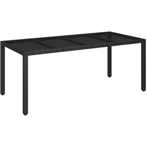 vidaXL Table De Jardin Dessus En Verre Noir 190x90x75cm Résine Tressée - Publicité