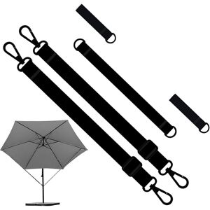 GIMOCOOL Sangle De Fixation pour Parasol Déporté, Sangles De Protection Contre Le Vent pour Grands Parasols Cantilever, Anti-Vent Réglable pour Parasols en Porte-à-Faux avec CrochetsParent1 Jeu- - Publicité