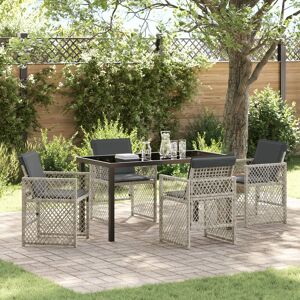 Vidaxl Ensemble Salle À Manger Jardin 5 Pièces Avec Coussins Gris Clair En Poly Rotin, Table De Jardin Vidaxl Noire 140x80x73 Cm En Verre Trempé - Publicité Vidaxl Ensemble Salle À Manger Jardin 5 Pièces Avec Coussins Gris Clair En Poly Rotin, Table De Jardin Vidaxl Noire 140x80x73 Cm En Verre Trempé - Publicité