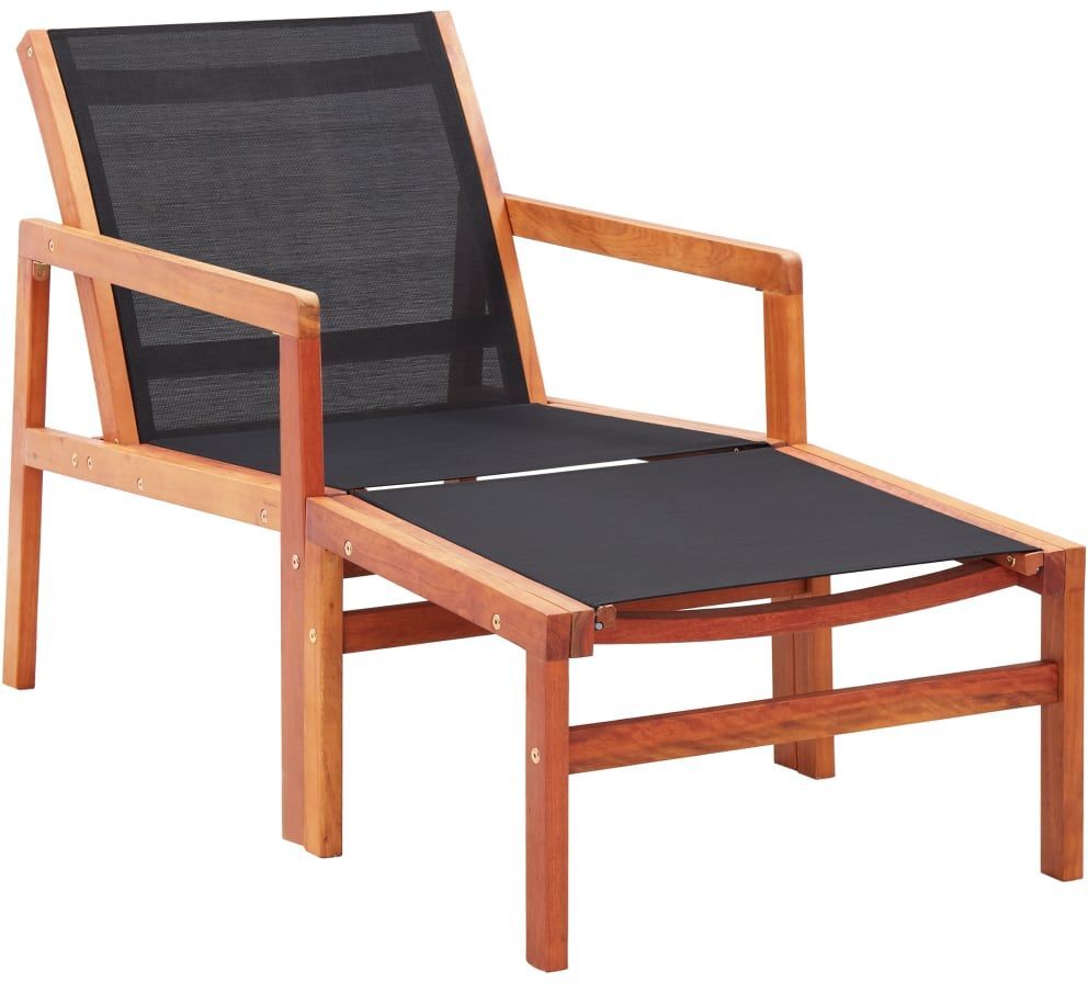 48702 Vidaxl Garden Chair With Footrest Solid Eucalyptus Wood And Textilene