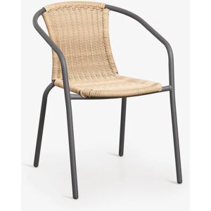 Sklum Pack de 2 chaises de salle à manger empilables avec accoudoirs en acier et rotin synthétique Kalymana Gris graphite - Naturel - Publicité Sklum Pack de 2 chaises de salle à manger empilables avec accoudoirs en acier et rotin synthétique Kalymana Gris graphite - Naturel - Publicité