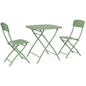 BIZZOTTO Ensemble de 2 chaises et 1 table bistrot en acier électrolaqué vert - Publicité BIZZOTTO Ensemble de 2 chaises et 1 table bistrot en acier électrolaqué vert - Publicité