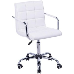 Homcom Chaise de bureau fauteuil manager pivotant hauteur réglable revêtement synthétique capitonné blanc - Publicité Homcom Chaise de bureau fauteuil manager pivotant hauteur réglable revêtement synthétique capitonné blanc - Publicité
