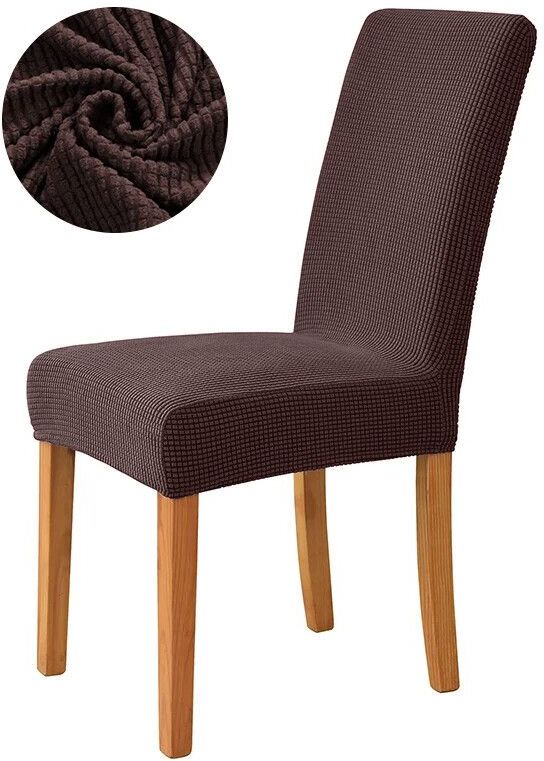 Housse De Chaise De Salle À Manger En Jacquard,Élastique,Couleur Unie,Pour Siège,Taille Universelle,Pour Salle À Manger,Cuisine,Décoration De La Maison - Type Dark Coffee-1 Piece