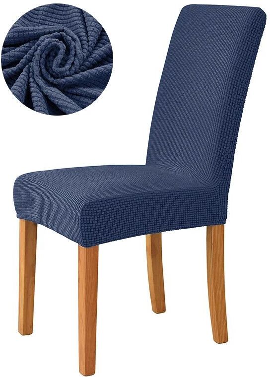 Housse De Chaise De Salle À Manger En Jacquard,Élastique,Couleur Unie,Pour Siège,Taille Universelle,Pour Salle À Manger,Cuisine,Décoration De La Maison - Type Navy-1 Piece