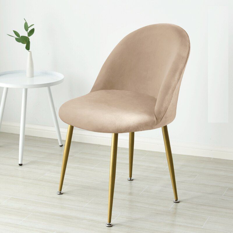 Juste De Chaise À Bec De Canard En Velours,Housses De Chaise De Salle À Manger À Dos Incurvé,Housses De Chaise À Dossier Bas,Housses De Chaise De Commande Pour Cuisine,Hôtel,Bureau,1 P - Type Khaki #C