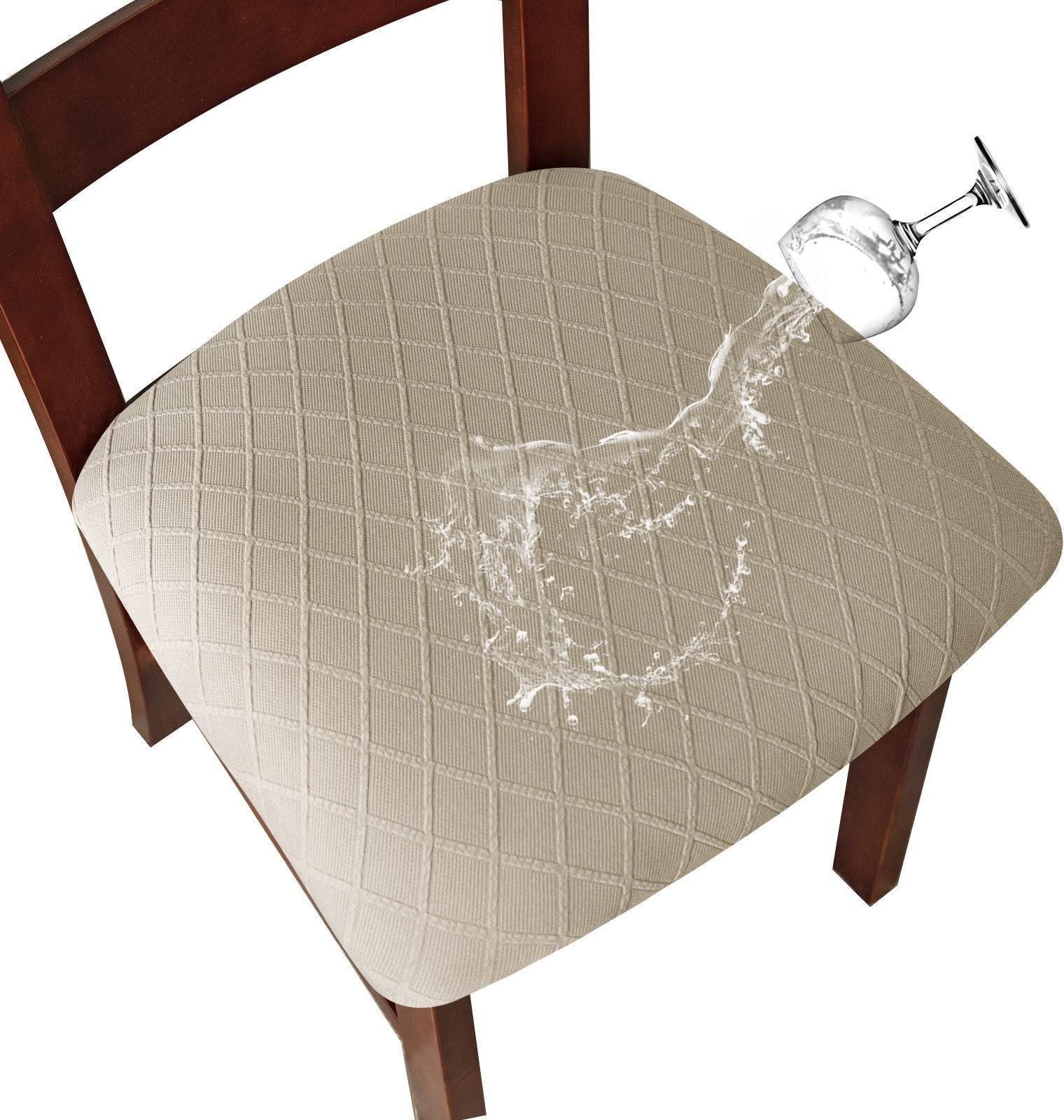 Housse De Siège De Chaise Imperméable,Housse De Chaise De Salle À Manger,Amovible,Lavable,Élastique,Pour Chaise De Salle À Manger Rembourrée - Type Kaki #A