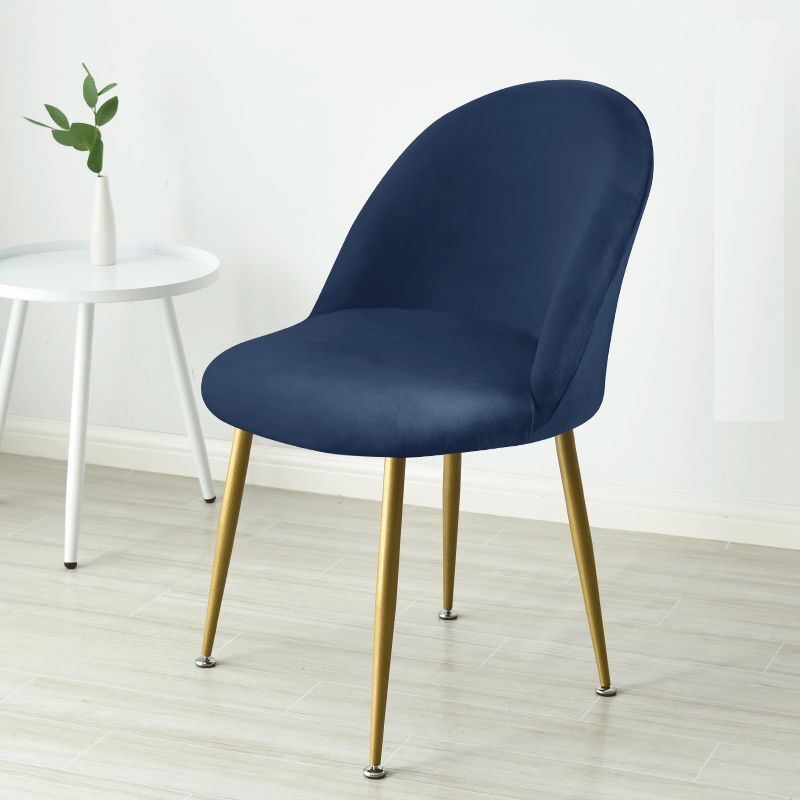 Juste De Chaise À Bec De Canard En Velours,Housses De Chaise De Salle À Manger À Dos Incurvé,Housses De Chaise À Dossier Bas,Housses De Chaise De Commande Pour Cuisine,Hôtel,Bureau - Type Navy Blue #A