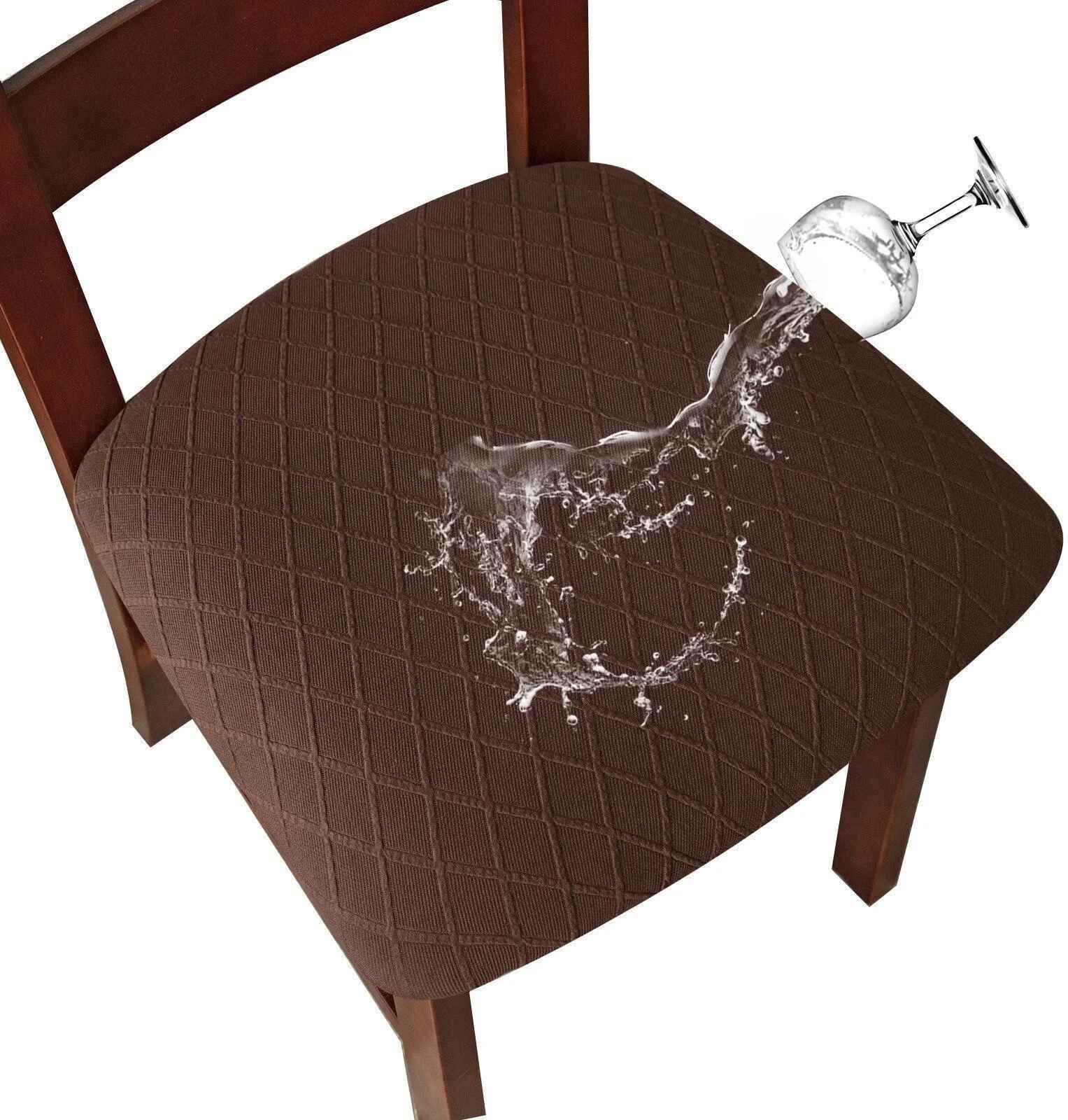 Housse De Siège De Chaise Imperméable,Housse De Chaise De Salle À Manger,Amovible,Lavable,Élastique,Pour Chaise De Salle À Manger Rembourrée - Type Coffee