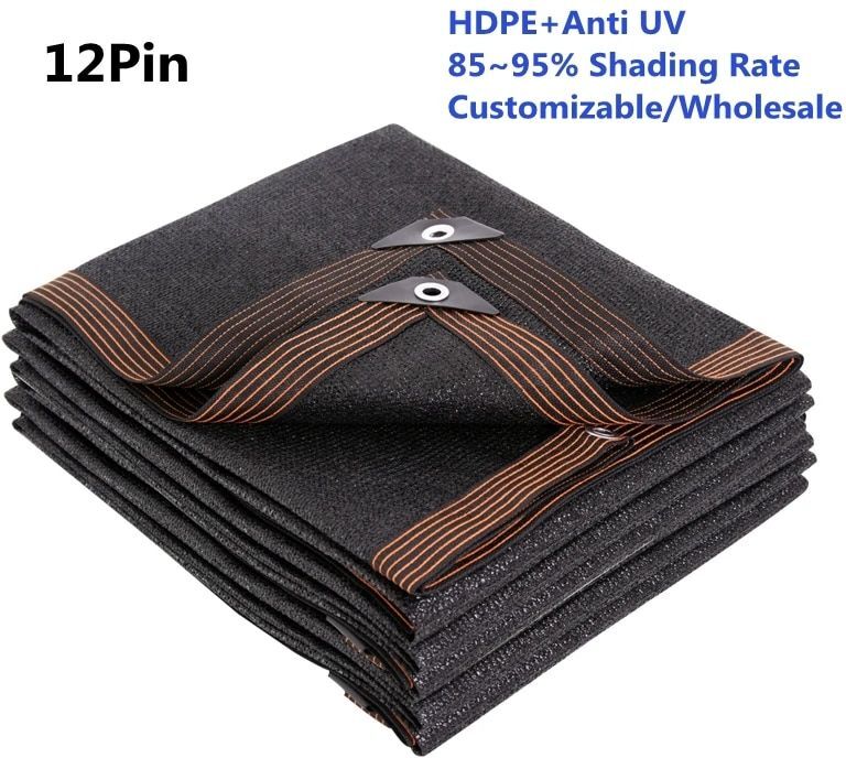Filet Pare-Soleil Anti-Uv En Hdpe Noir,4 8 12 Broches,Abri Gazébo,Pergola D'extérieur,Auvent,Couverture Solaire Pour Serre Agricole - Type 12pin-2x3m