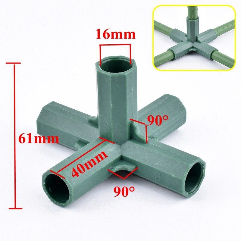 Connecteurs de Support de fleurs pour plantes,2 à 20 pièces,3 voies,4 voies,Tube de serre de jardin,Joint de tige,étagères de garde-robe domestique,raccords - Type 90 Degree Five-way-6PCS (ID16mm)