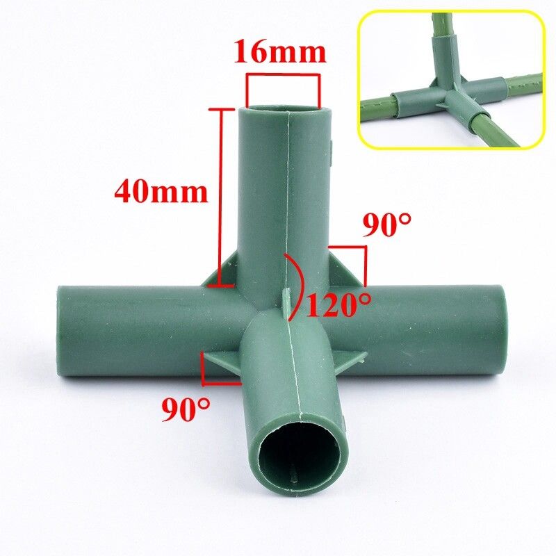 Connecteurs de raccord de tuyau pour cadre de serre de jardin,2 à 20 pièces,Joints de clôture sur piquet de plante et de fleur,ID domestique 16mm,3 voies,4 voies,2 v - Type 120 Degree Four-way-2PCS