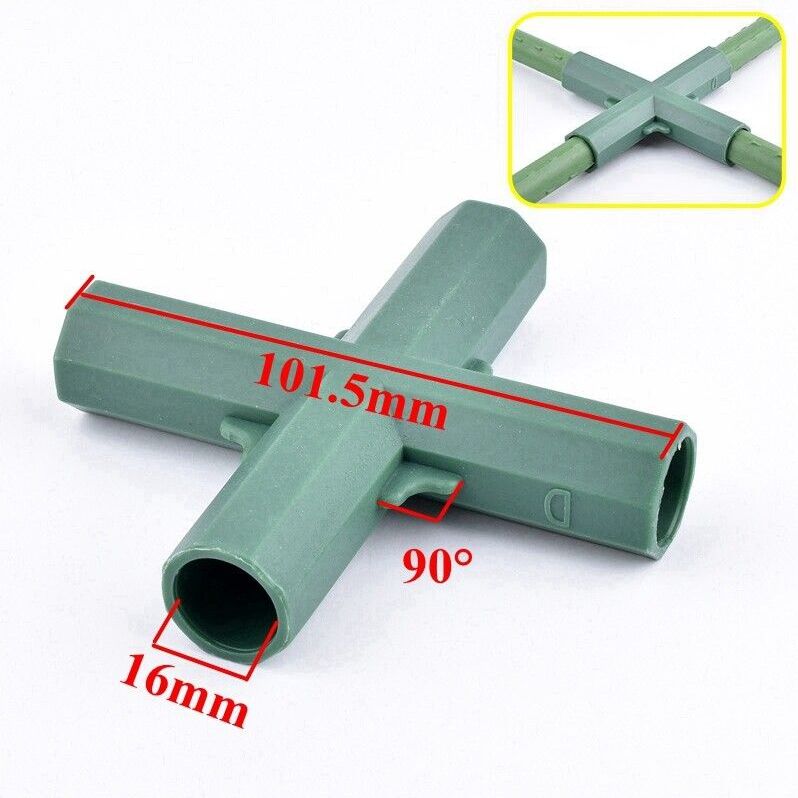 Connecteurs de raccord de tuyau pour cadre de serre de jardin,2 à 20 pièces,Joints de clôture sur piquet de plante et de fleur,ID domestique 16mm,3 voies,4 voies,2 voies,5 - Type Flat Four-way-6PCS