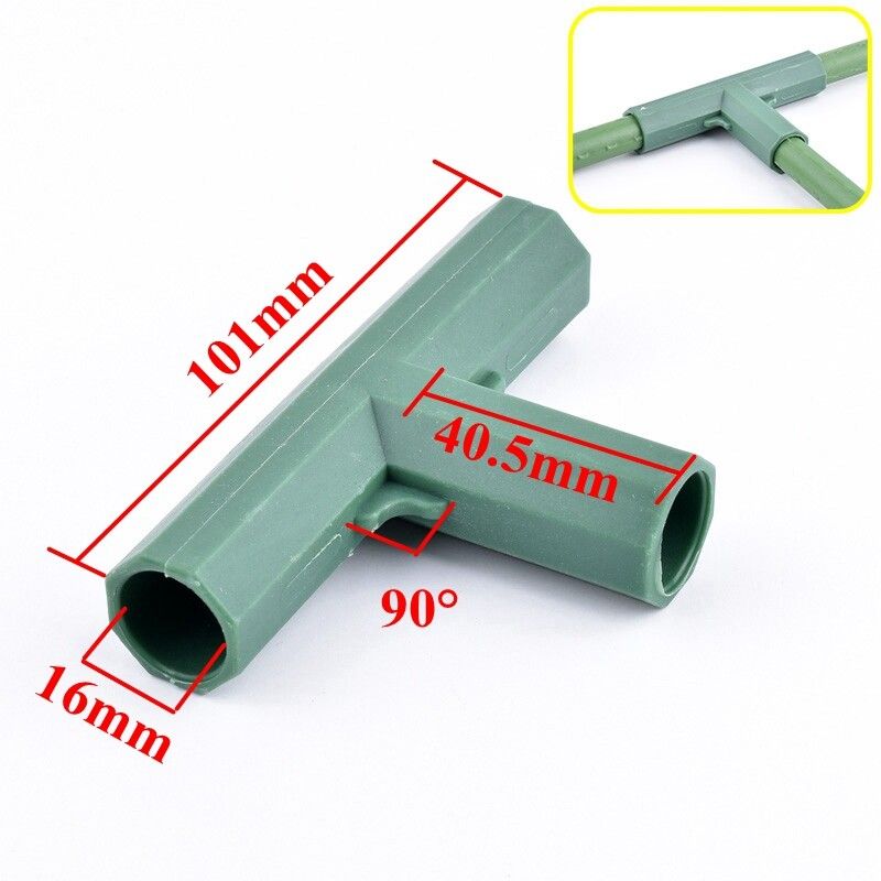 Connecteurs de raccord de tuyau pour cadre de serre de jardin,2 à 20 pièces,Joints de clôture sur piquet de plante et de fleur,ID domestique 16mm,3 voies,4 voies,2 voies, - Type Flat Three-way-6PCS