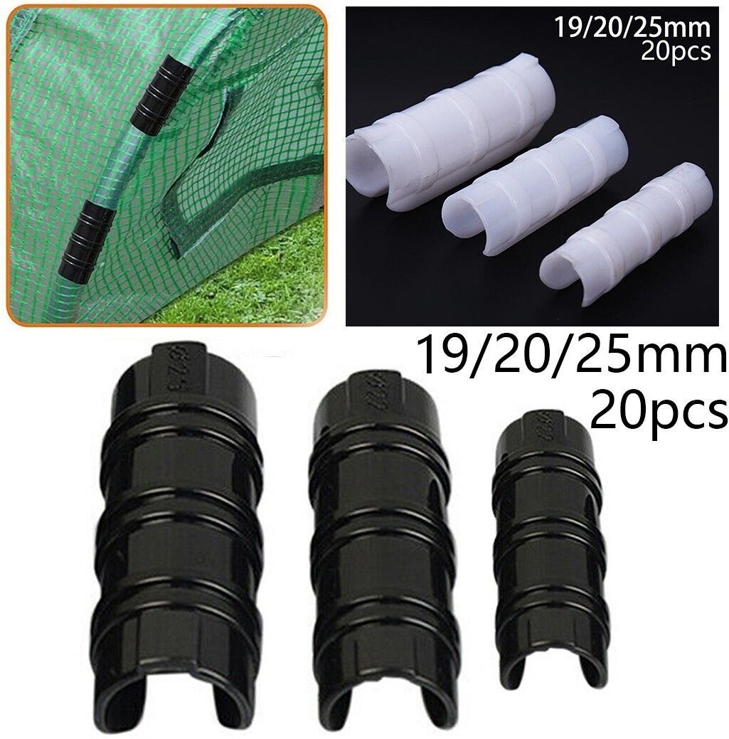 20 Pièces 19/20/25mm Pince Plante Serre Film Clips Fixe Tuyau Cadre Tube Pince Film Rangée Couverture Filet Tunnel Cerceau Clip - Type White 20mm