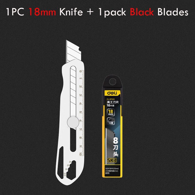 Couteau de Poche Multifonctionnel en Acier Inoxydable,Coupe-Boîte,Utilitaire Rétractable,RapDuty,6 en 1,18mm - Type 1Knife1Black Blade