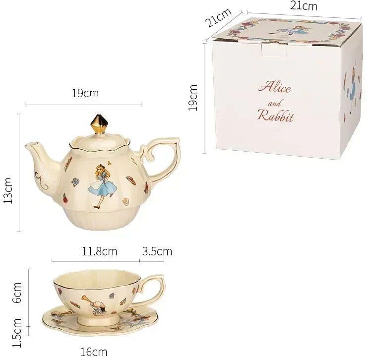 Ensemble De Théière En Céramique Fille Et Lapin,Tasse Et Pot,Tasse À Café,Cadeau D'anniversaire,Luxe - Type Girl Set