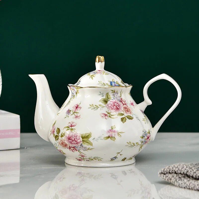 Sophia China-Ensemble De Théière En Céramique,Bouilloire En Porcelaine De Haute Qualité,Grande Capacité,Service À Thé De Fête,Pichet À Café,400 Ml,900ml - Type White-900ml