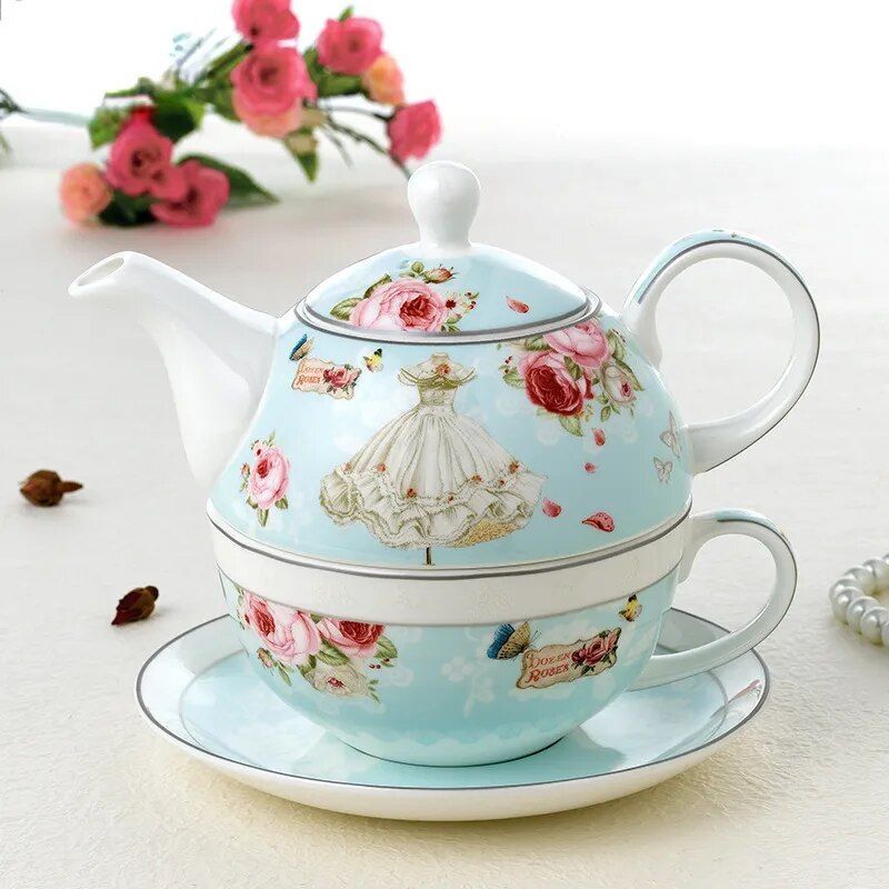 Ensemble De Théière En Céramique Avec Trou De Filtre,Théière Créative Britannique,Tasse À Café,Pot À Thé - Type Style 1
