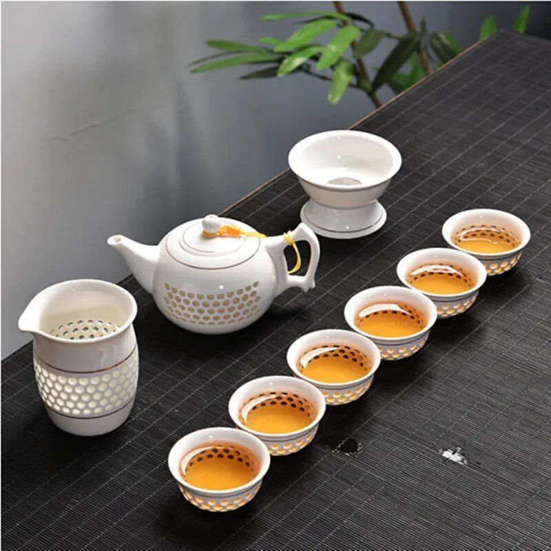 Théière En Céramique Évidée,Bleu Et Blanc,Bouilloire,Tasse À Thé,Service À Thé Chinois,Verres,Cadeau De Cérémonie Du Thé,Exquis #A