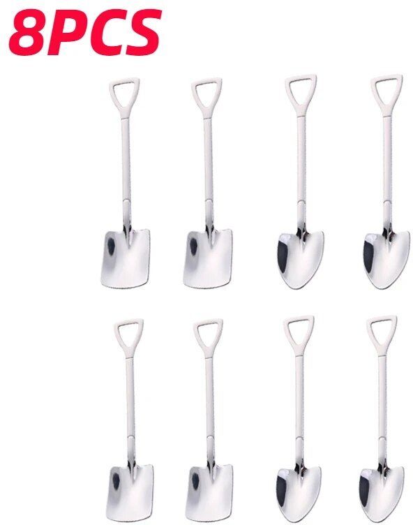 Cuillères À Pelle En Acier Inoxydable,Cuillère À Café Créative Pour Crème Glacée,Cuillère À Dessert,Ensemble De Couverts De Cuisine,4 Pièces,8 Pièces