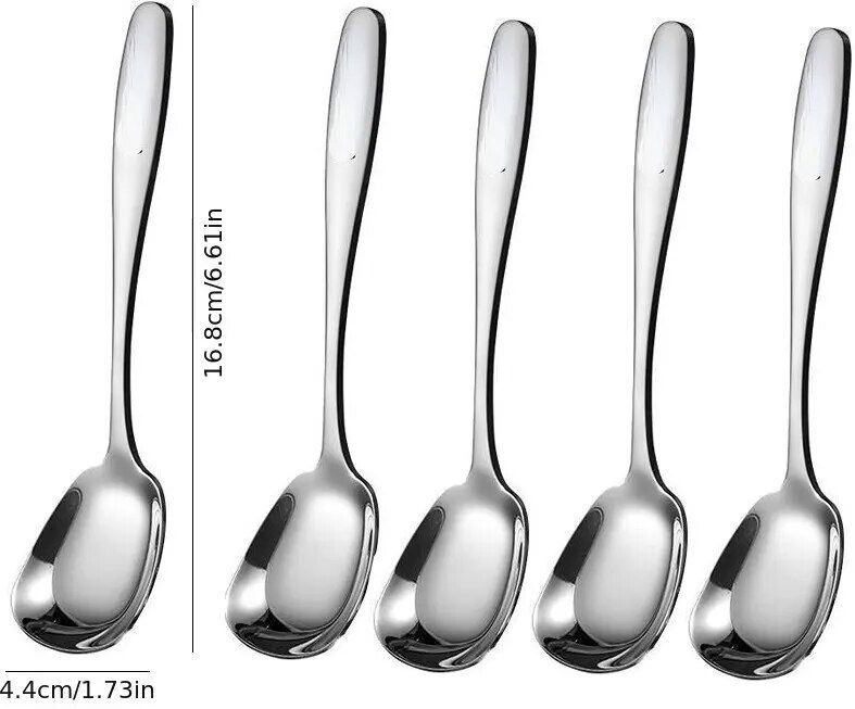 5pcs 304 Cuillère En Acier Inoxydable Cuillères À Soupe Cuillère À Café Dessert Cuillère Ustensiles De Cuisine