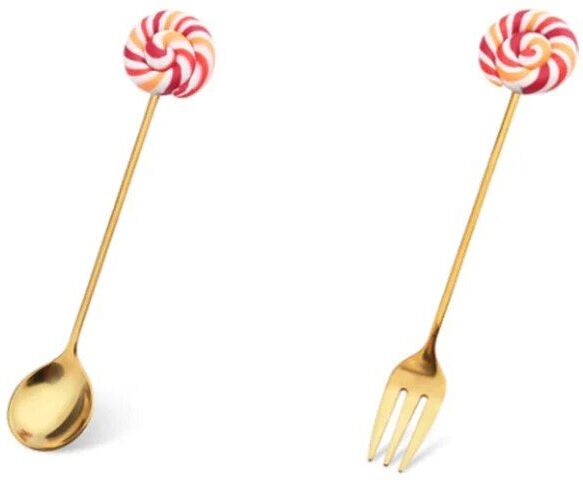 Cuillères À Bonbons En Acier Inoxydable,Fourchette,Ustensiles De Cuisine,Lait,Café,Dessert,Gâteau,Ensemble De Couverts,2 Pièces