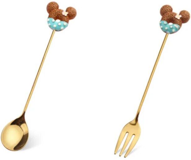 Cuillères À Bonbons En Acier Inoxydable,Fourchette,Ustensiles De Cuisine,Lait,Café,Dessert,Gâteau,Ensemble De Couverts,2 Pièces