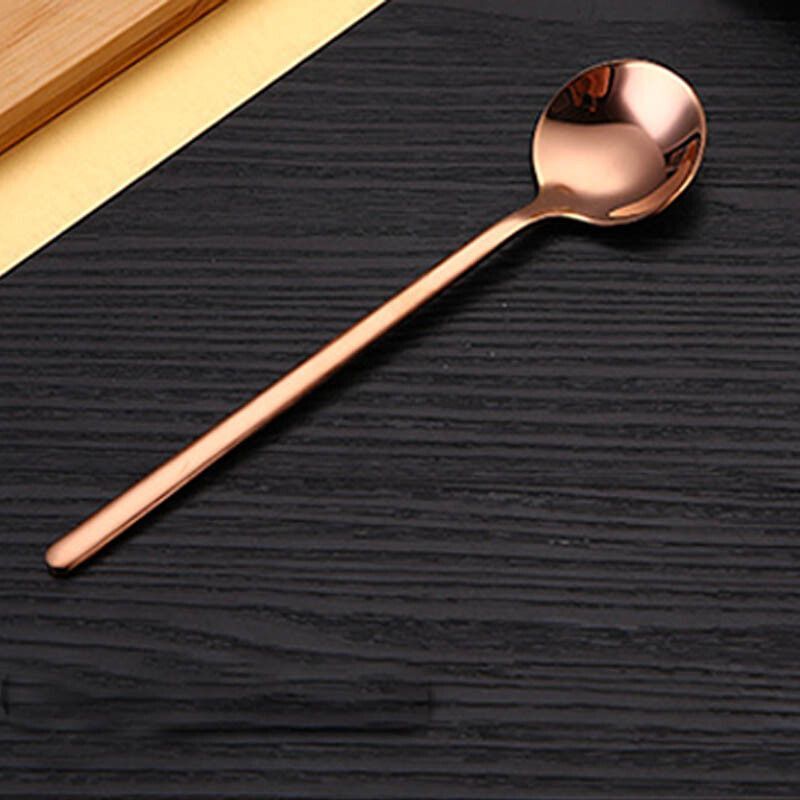 Cuillère À Café En Acier Inoxydable 304,Cuillère À Café À Long Manche Rond Cuillère À Thé Crème Glacée Cuillère À Miel Ensemble De Couverts 4 Pièces/Ensemble