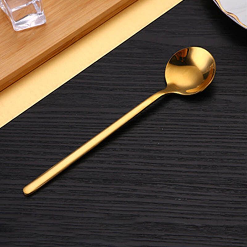 Cuillère À Café En Acier Inoxydable 304,Cuillère À Café À Long Manche Rond Cuillère À Thé Crème Glacée Cuillère À Miel Ensemble De Couverts 4 Pièces/Ensemble