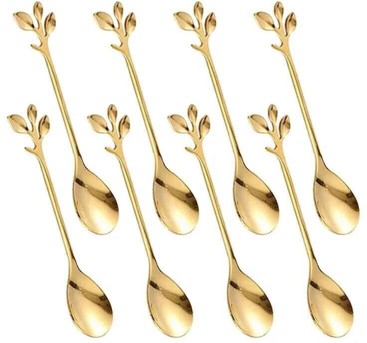 Cuillères À Café En Acier Inoxydable,Cuillère À Dessert,Cuillère À Crème Glacée,Ustensiles De Cuisine Créatifs,Ensemble De Couverts En Or Et En Argent,8 Pièces,1 Pièce