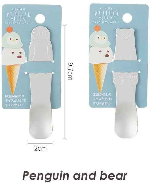 Cuillère À Crème Glacée En Aluminium,Type Auto-Fusible,Petite Cuillère À Dessert Créative Et Mignonne,Cuillères À Gâteau Au Pudding En Argent,Vaisselle,Ensemble De Couverts - Type Penguin And Bear