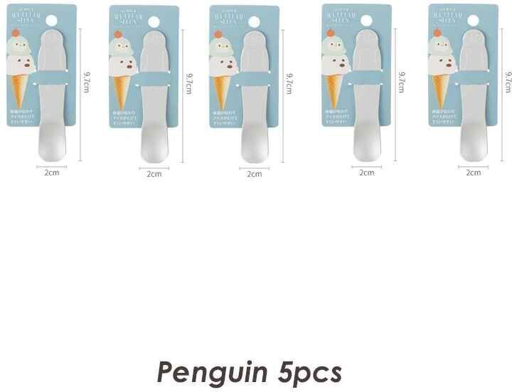 Cuillère À Crème Glacée En Aluminium,Type Auto-Fusible,Petite Cuillère À Dessert Créative Et Mignonne,Cuillères À Gâteau Au Pudding En Argent,Vaisselle,Ensemble De Couverts - Type Penguin 5pcs