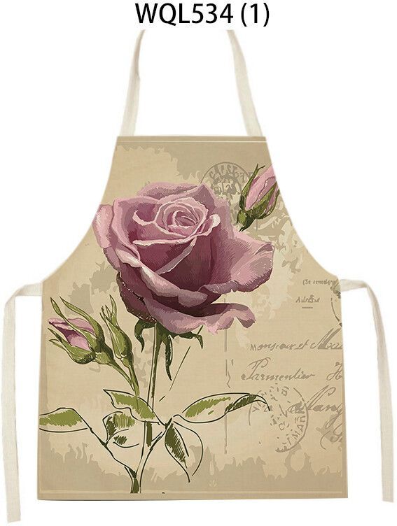 Tablier De Cuisine En Lin Imprimé Oiseau Fleur Papillon Rétro Pour Hommes Et Femmes,Chasuble,Livres Ménagers,Accessoires De Cuisson - Type 47x38cm #A