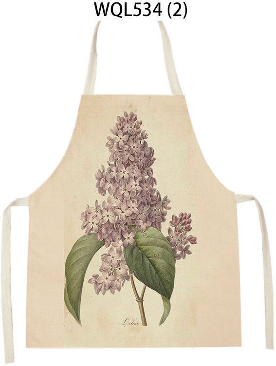 Tablier De Cuisine En Lin Imprimé Oiseau Fleur Papillon Rétro Pour Hommes Et Femmes,Chasuble,Livres Ménagers,Accessoires De Cuisson - Type 47x38cm #L