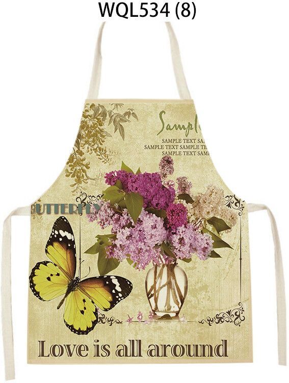 Tablier De Cuisine En Lin Imprimé Oiseau Fleur Papillon Rétro Pour Hommes Et Femmes,Chasuble,Livres Ménagers,Accessoires De Cuisson - Type 47x38cm #X