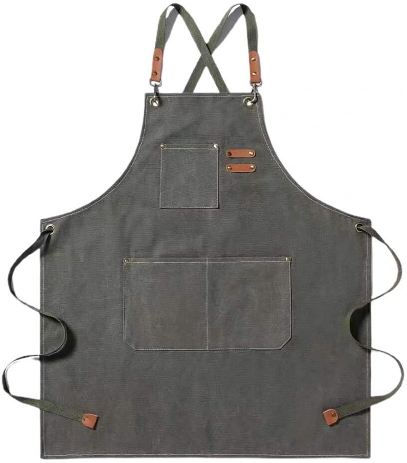 Tablier De Cuisine Durable Et Réglable En Coton,Grande Couverture,Pour Le Travail,La Cuisson,Le Chef,Le Jardin,Le Restaurant - Type Grey