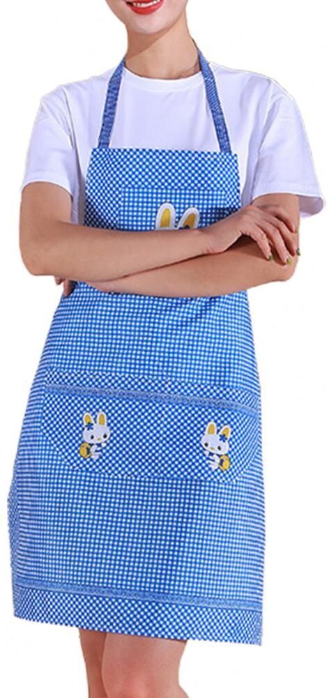 Tablier De Cuisine Imperméable Lavable À Double Poche Pour Femme,Lapin De Dessin,Accessoires De Cuisine,Essuyer Les Mains - Type Bleu