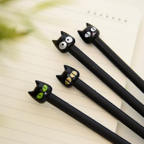 Stylo Gel Chat Noir Mignon Kawaii, 4 Pi¿¿Ces, Papeterie D'¿¿Criture, Fournitures Scolaires Et De Bureau, 0.5mm