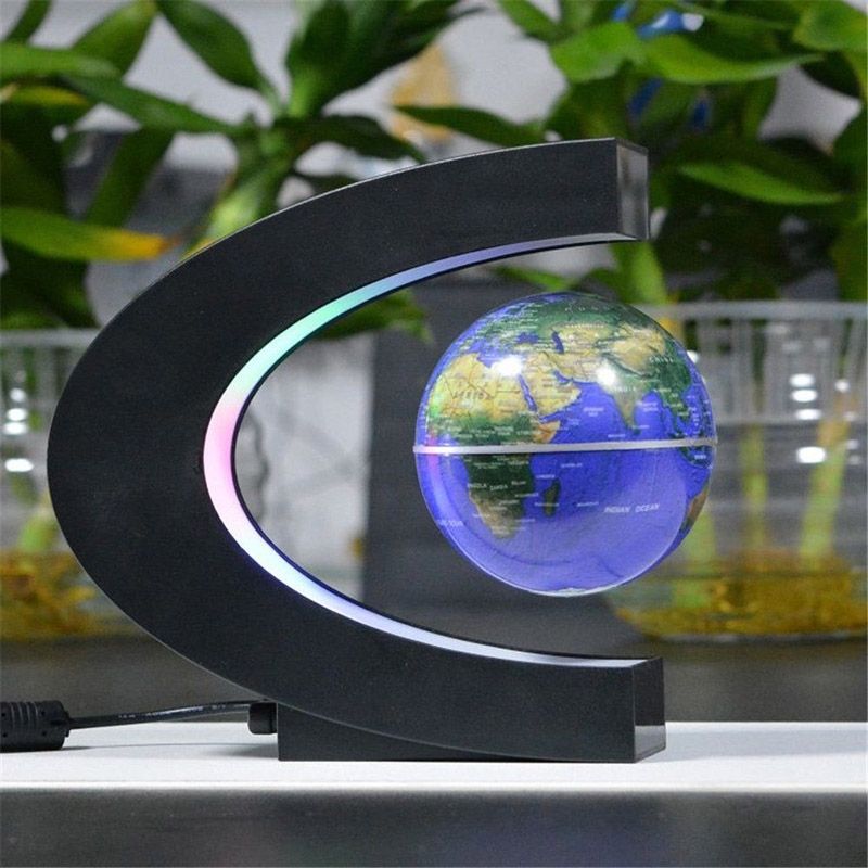 Globe Terrestre Lévitant Futuriste Led Multicolores Gadget High-Tech 360 Degrés