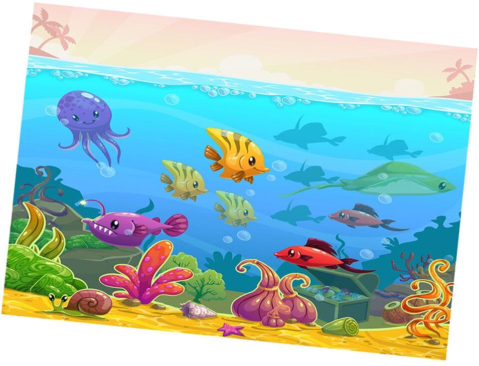 Poster Image Animation 3d Hd Avec Arrière Plan D'aquarium Non Toxique Non Mauvaise Odeur En Pvc 76 * 46cm