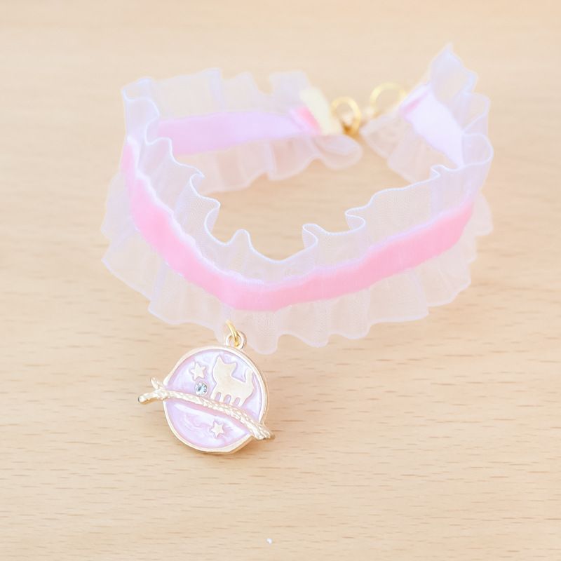 Collierpink-20 To 25cm--Collier Élastique En Dentelle Pour Chat, Accessoire Original, Style Princesse, Pour Chien, Chaton, Chiot, Aj