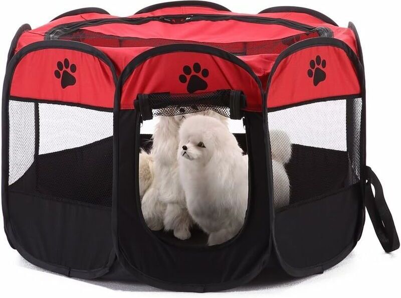 Chien Pet Playpen, Chien Pliable Tente, Résistant À L'eau, Abat-Jour Amovible Pen Kennel Pour Chien, Chat, Chiot (Rouge)-717143cm