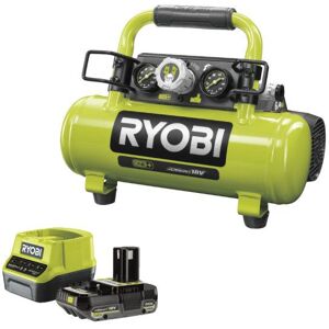 Pack RYOBI Compresseur à cuve R18AC-0 - 18V One Plus - 4L - 1 batterie 2.0Ah - 1 chargeur rapide RC18120-120 - Publicité Pack RYOBI Compresseur à cuve R18AC-0 - 18V One Plus - 4L - 1 batterie 2.0Ah - 1 chargeur rapide RC18120-120 - Publicité
