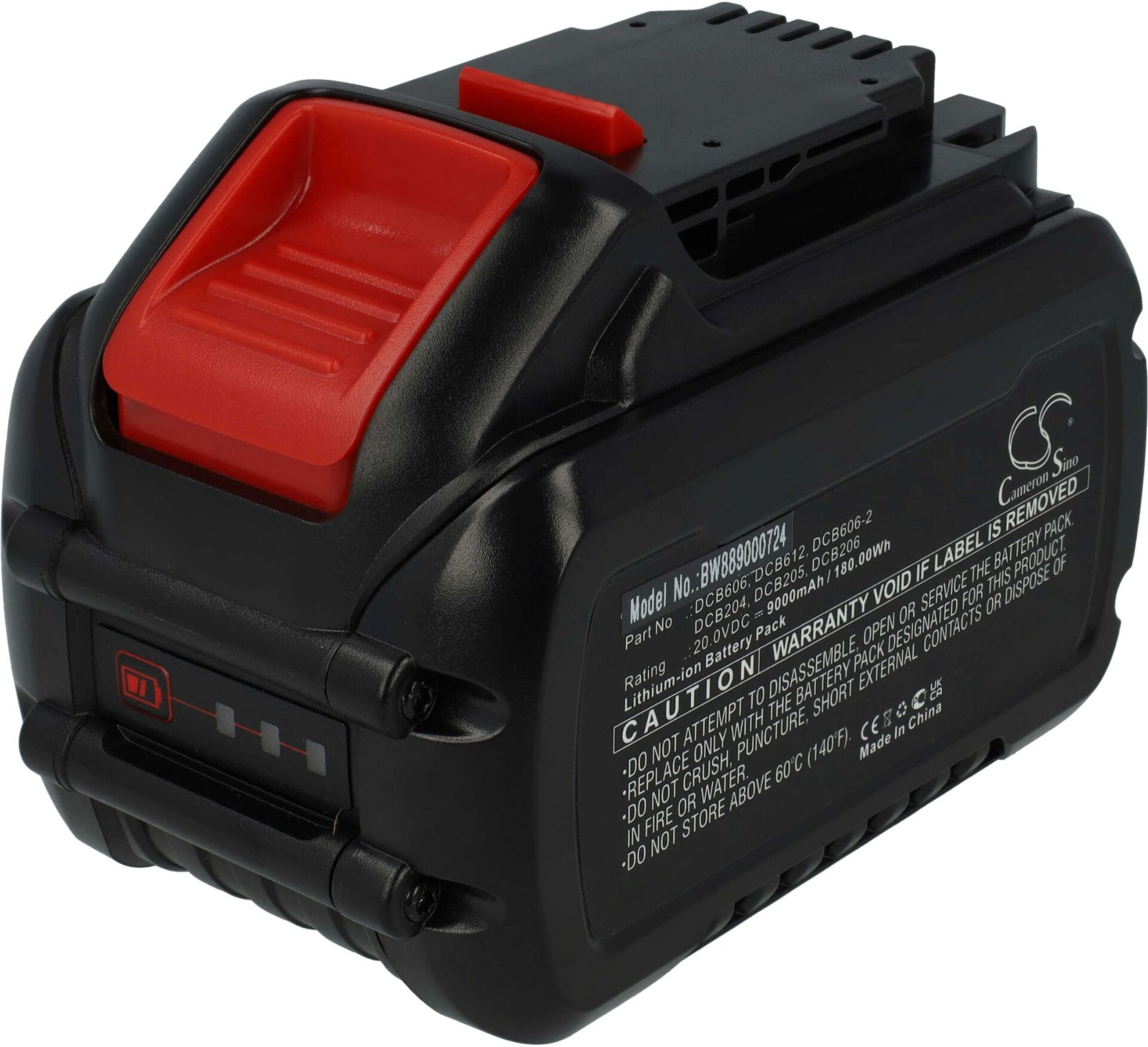 vhbw Batterie remplacement pour Dewalt DCB123, DCB125, DCB127, DCB180, DCB181, DCB181-XJ, DCB182 pour outil électrique (9000 mAh, Li-ion, 20 V)